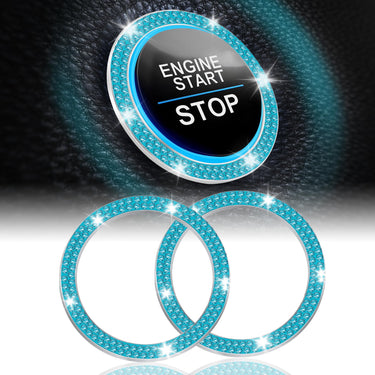 LivTee 2 PCS Crystal Double Rhinestone Car Engine Start Stop Decoration Ring